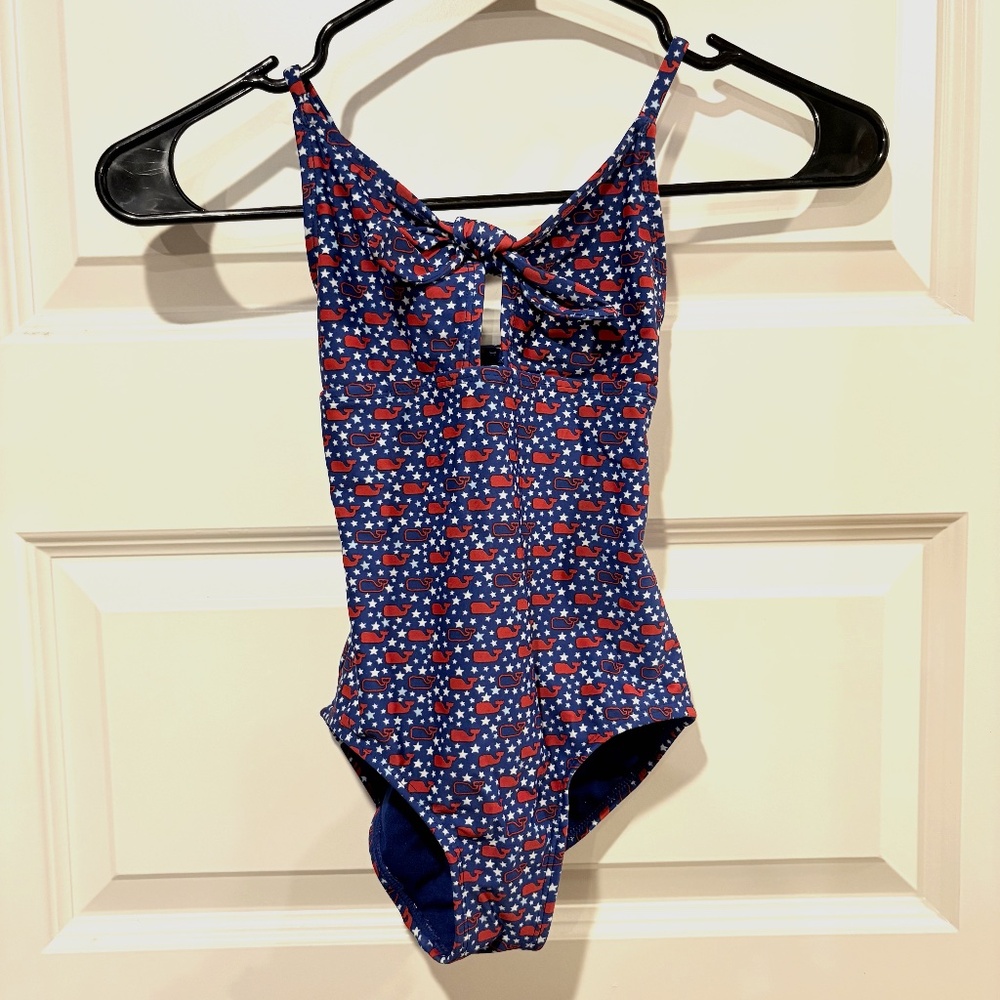 Vineyard Vines Target Girls Swimsuit Small S 6/6x Red White Blue EXCELLENT